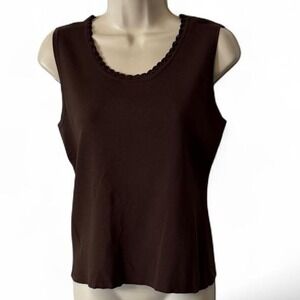 Vintage 90s Joseph A Chocolate Brown Sleeveless Top, Women's Size LP